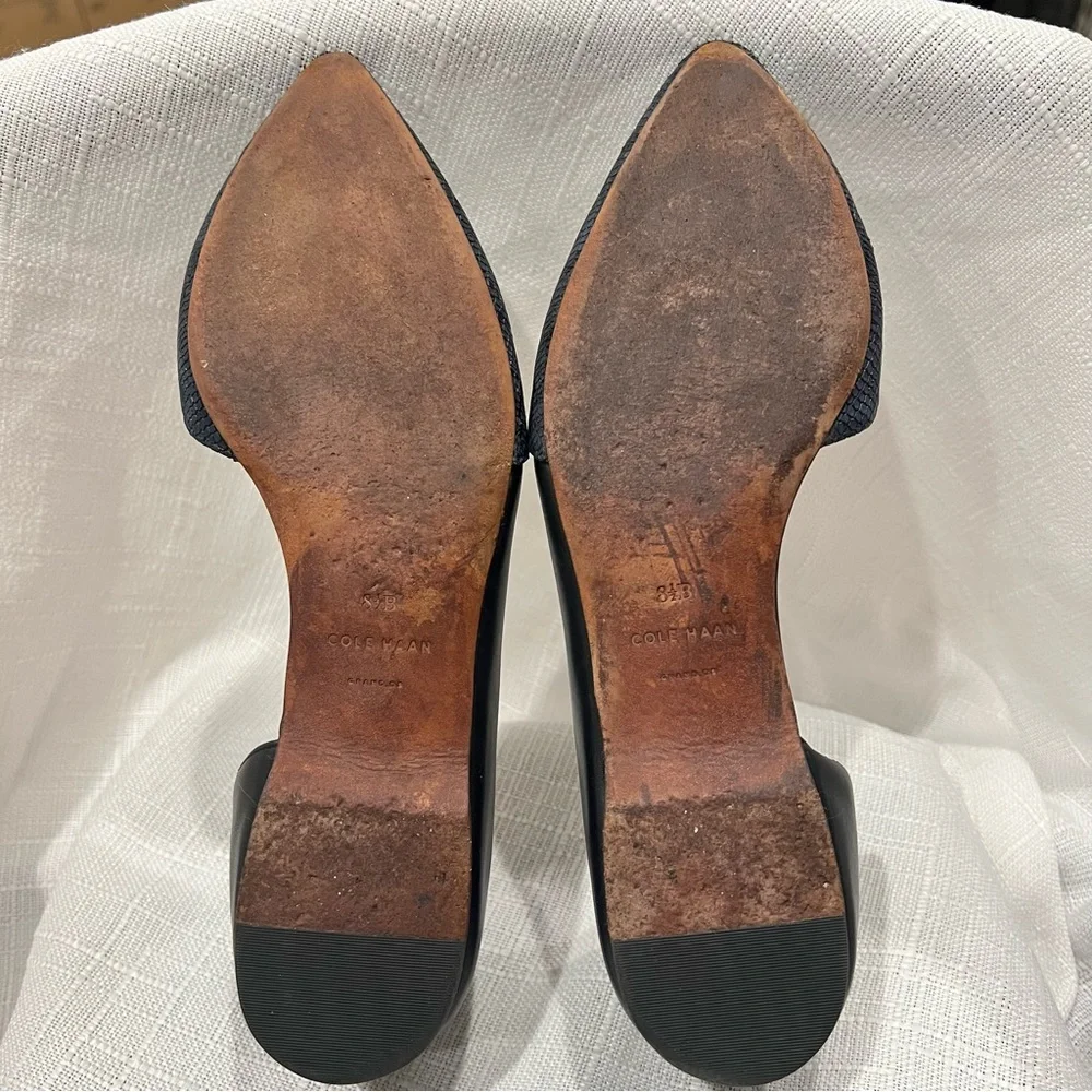 Cole Haan Flats Blue Navy Snakeskin Pattern Pointed Toe Women’s Size 8.5B - Picture 10 of 16
